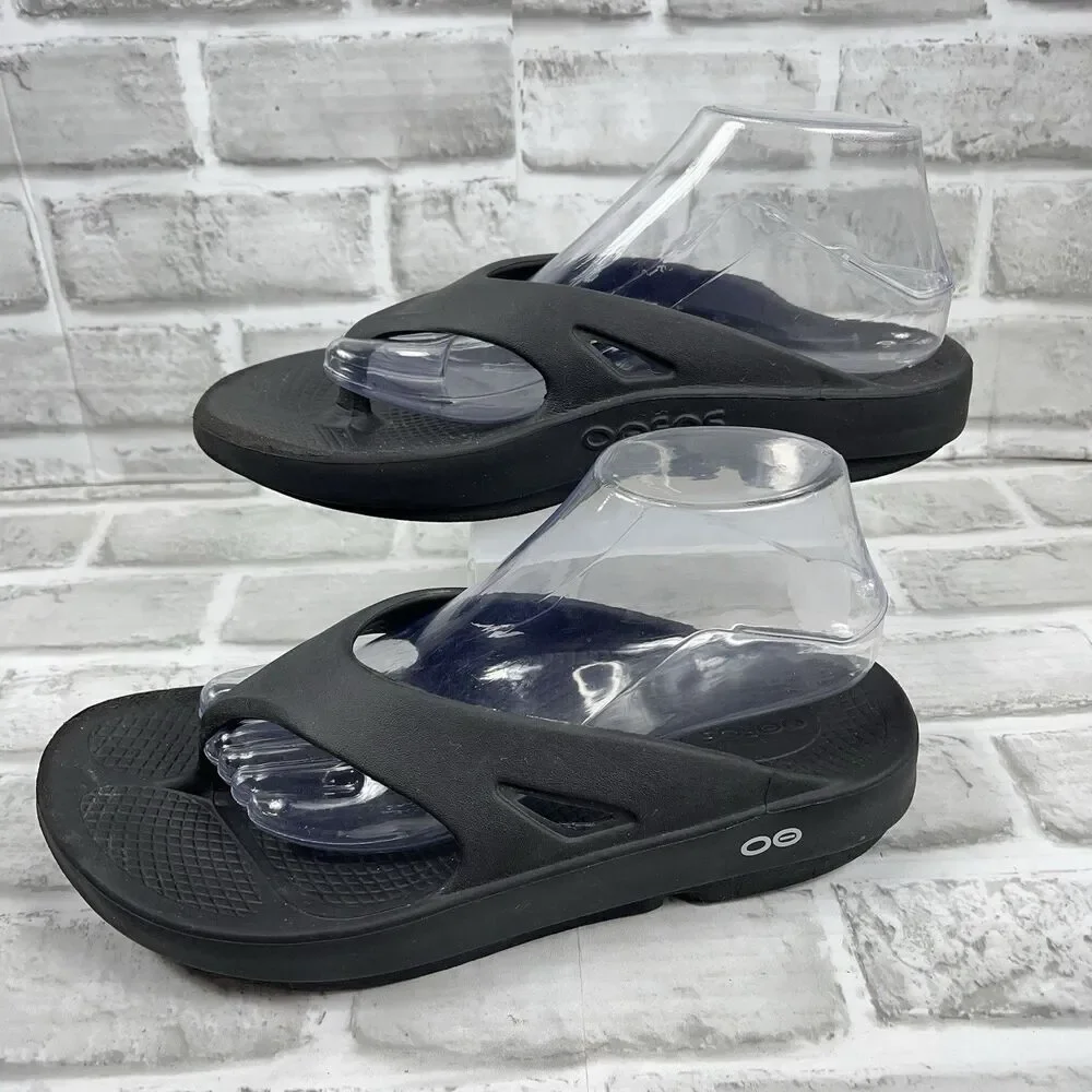 OOFOS Original Recovery Comfort Thong Flip Flop Sandals Black Men 8 -Woman 10